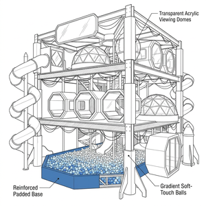 Parc d'aventure intérieur Pro-Arena de style industriel de luxe avec toboggan Donut et trampolines à ressorts robustes pour salle de sport pour jeunes - Product Image 3