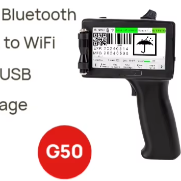 G50 Multilingual Smart Touchscreen Portable Handheld Inkjet Printer with Fast Dry Ink for All Surfaces
