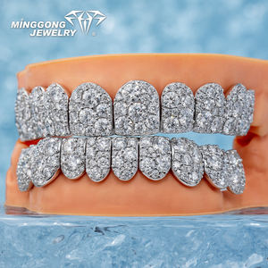 Mosaïque et neige ensemble Moissanite diamant <span class=keywords><strong>Grillz</strong></span> pour les dents Vvs Moissanite Grills S925 14K 18K mode Hip-Hop bijoux fins pour hommes - Product Image 2