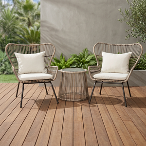 Conjunto de Jardín de Tres Piezas de Ratán Resistente de Estilo Nórdico Minimalista, Muebles de Exterior para Parque, Balcón o Uso en Interiores - Product Image 3