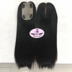 Size 3x5 16 inch natural black color low density silk base white skin women's toupee virgin human hair