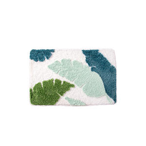 Thickened Microfiber <b>Bath</b> <b>Mat</b> <b>Leaf</b> Pattern Absorbent Quick Dry Non Slip Square Minimalist Design - Product Image 4