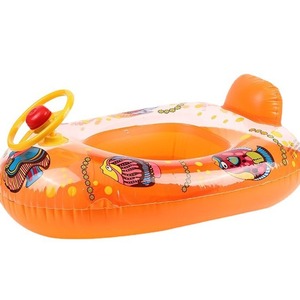 Bote inflable para niños con volante y bocina, 80x65 cm, diseño de dibujos animados, anillo de natación, juguete acuático - Product Image 5