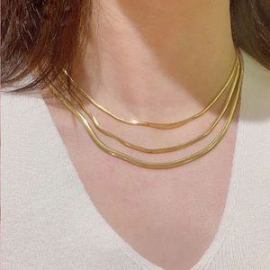 Xinfly Au750 2.2mm 2.5mm 3.4mm 18k Cadena de Oro Sólido Plano Espiga para Hombre, Gargantilla Fina - Product Image 2