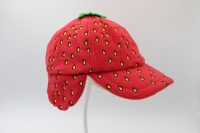 Gorro Ushanka Cálido de 5 Paneles con Orejeras, Gorra Deportiva de Béisbol con Forro Polar y Estampado de Fresas