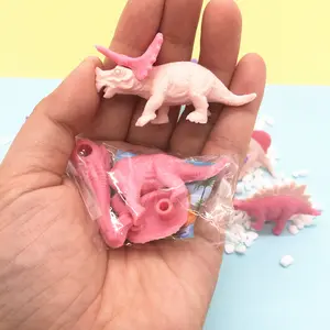 Small Toy Manufacturers Custom Funny Mini Soft Plastic Assemble Diy Building Blocks Dinosaur Pink Toy Ornaments