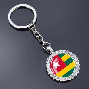 Porte-clés et pendentif de sac en verre avec fleur en cristal, motif drapeau national des Îles <span class=keywords><strong>Salomon</strong></span>, bijou souvenir de voyage - Product Image 4