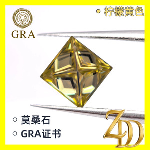 GRA Moissanite Princess Cut Lemon Yellow Square Loose Gemstone For Jewelry Making - Product Image 4