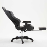 Chaise de jeu ergonomique en cuir noir style course avec structure métallique et dossier de soutien, épaisseur 1,2 mm