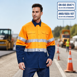 Camisa <span class=keywords><strong>de</strong></span> <span class=keywords><strong>Trabajo</strong></span> <span class=keywords><strong>de</strong></span> Manga Larga <span class=keywords><strong>de</strong></span> Alta Visibilidad en Dos Tonos, Certificada EN ISO20471 ANSI/ISEA107, con Ventilación <span class=keywords><strong>de</strong></span> Malla en las Axilas, Antiincrustante, <span class=keywords><strong>Ropa</strong></span> <span class=keywords><strong>de</strong></span> <span class=keywords><strong>Trabajo</strong></span> <span class=keywords><strong>de</strong></span> Seguridad OEM - Product Image 1
