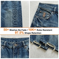 Shorts en jean pour hommes, style streetwear, coupe large, longueur genou, effet vieilli, gaufré, délavé, effiloché, personnalisable, Fabricant OEM/ODM