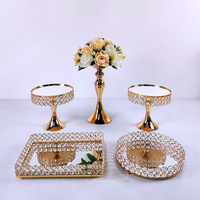 Nouvel ensemble de supports à gâteaux à double étage en métal doré et cristal pour la décoration de gâteaux de mariage, d'anniversaire et d'événements du Ramadan