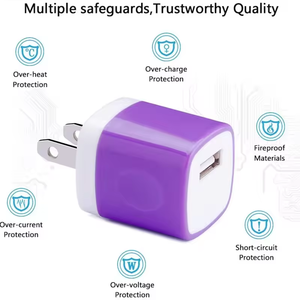 Vente en gros de chargeurs USB de couleur populaire avec prises américaines, chargeurs muraux universels 5W pour smartphones - Product Image 2