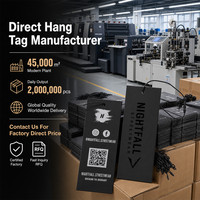 Ensemble d'étiquettes volantes streetwear noir mat avec code QR et réseaux sociaux, étiquette de vêtement avec cordon de scellage pour la vente en gros OEM