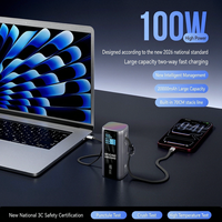 Batterie externe intelligente 100W avec distribution de courant, 20000mAh, câble intégré de 70cm, écran TFT, 4 ports PD QC MH878A