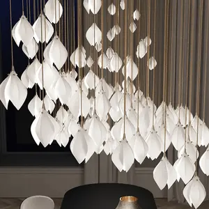 ECOJAS лепестки магнолии светло-белые керамические подвесные светильники для гостиной в вестибюле отеля дуплексная лестница выставочный зал люстра