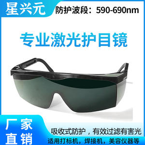 Gafas de seguridad para láser con montura negra, 20% de transmitancia de luz, protección para 590-690nm, Shenzhen Bao'an TC-YJ0044005 - Product Image 5