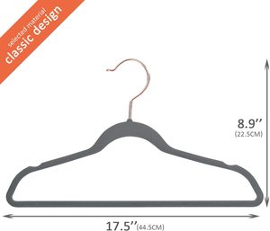 Cintres antidérapants en velours, <span class=keywords><strong>gris</strong></span>, 20 pièces, permettant un gain d'espace Durable - Product Image 2