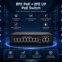 Switch 8FE POE+2FE dengan 10/100Mbps VLAN Kapasitas 2G Full-Duplex/Half-Duplex IP untuk Penggunaan Desktop 100m