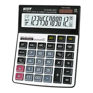 Kalkulator 12 Digits Dual Power Kt-9168-12Ch 112 Langkah Check & Correct Mini Kalkulator Kalkulator dengan Penggaris