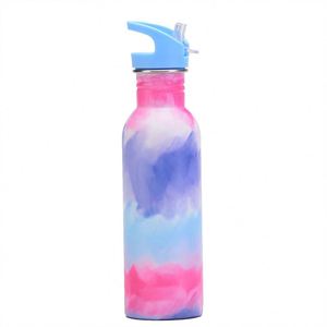 750ml/25.5oz Single-Layer Stainless Steel Tie Dye Insulated Cup With Straw Outdoor Portable Sports Water <b>Bottle</b> - Product Image 3