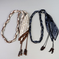 En stock ceinture en nylon ciré tressé ceinture en daim tissé imprimé foulard en soie ceinture pour dame robe pantalon ceinture accessoire de mode