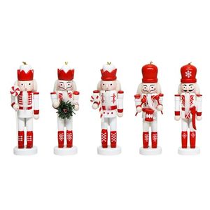 Vente flash - Ensemble de casse-noisettes en bois de Noël, 5 pièces, casse-noisettes classiques rouges et blancs, décoration de fête de Noël - Product Image 1