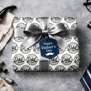 Original design 5-meter digital printed black and <b>white</b> gift <b>wrapping</b> <b>paper</b> for Father's Day - Product Image 2