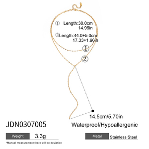 Collana a <span class=keywords><strong>Y</strong></span> J&<span class=keywords><strong>D</strong></span> da Donna in Acciaio Inossidabile Placcato Oro 18K, Impermeabile, Anti-Ossidazione, Delicata e alla Moda - Product Image 2