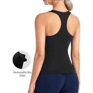 เสื้อชั้นในกีฬาโยคะแบบยาวสำหรับผู้หญิง ทรง Racerback กระชับรูปร่าง ไม่มีแขน บราในตัวเสริมฟองน้ำ เหมาะสำหรับออกกำลังกาย - Product Image 5