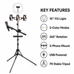 ขาตั้งกล้องตั้งโต๊ะ Good QX-260S พร้อมไฟวงแหวน LED ขนาด <span class=keywords><strong>10</strong></span> นิ้ว และที่ยึดโทรศัพท์สำหรับถ่ายภาพ - Product Image 6