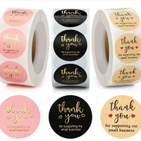 Custom Logo Printed Kraft Brown Roll Adhesive Paper Sticker Round Thank You Self Seal Label Stickers for Gift Packaging