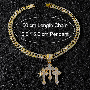 New Trendy Innovative Design Spliced <b>Cross</b> Pendant Necklace Exaggerated Personality Hiphop Necklace Men Jewelry Accessory - Product Image 5
