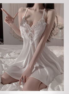 Camisones de Satén de Buena Calidad para Mujer, Lencería Sexy con Encaje en Forma de V, para Usar Bajo Vestidos - Product Image 4