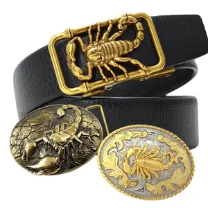 Clip de hebilla de cinturón de escorpión esmaltado de estilo occidental 3D de animales de moda decorativos personalizados de alta calidad para hombres