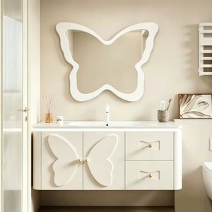 Pink French-style ceramic integrated <b>bathroom</b> sink smart butterfly mirror wall-mounted <b>bathroom</b> <b>vanity</b> - Product Image 2