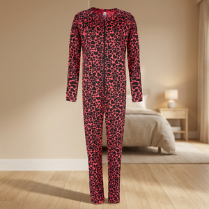 Skinny Women's ODM <b>Jumpsuit</b> Breathable Feature <b>Leopard</b> Pattern Long-Sleeved Full Length 100% Cotton Beach Ready - Product Image 2