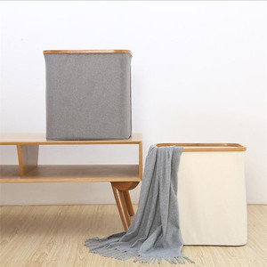 Wholesale Collapsible <strong>Small</strong> Bamboo Rim Laundry <strong>Hamper</strong> for Storage, Clothes Towels Blankets Toys Organizer - Product Image 5