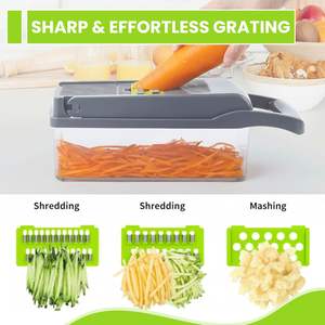 Cortador Manual de Frutas y Verduras Todo en Uno, Picador de Alimentos 12 en 1, Accesorios de Cocina Duraderos, Cortador de Verduras - Product Image 4