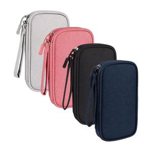 Single Double Layer Travel Charging Cable Organizer Bag with Zipper for Electronics <b>Accessories</b> - Product Image 3