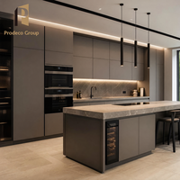 Meubles de cuisine en mélamine, matériau imperméable, finition moderne, haut de gamme, projet personnalisé pour villa, armoires de cuisine