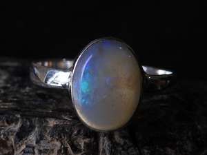Australian <b>Solid</b> <b>Silver</b> Multi Fire Opal Engagement Wedding Ring-6.5 US Size Handmade Classic Gemstone Jewelry Gift for Her - Product Image 4