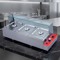 Gewerblicher Elektrischer Bain-Marie Speisenwärmer mit Hochglas-Vitrine für Restaurant-Buffet