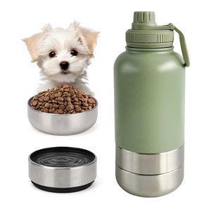 Bouteille d'eau de voyage isolée pour chien en acier inoxydable 32 OZ 3 en 1 avec 2 bols amovibles - Product Image 1