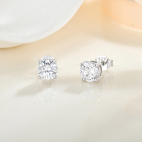 Vente en gros de boucles d'oreilles en argent sterling 925 avec moissanite de couleur D VVS, coupe ronde classique, solitaire pour femmes, bijoux personnalisés