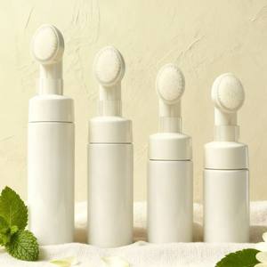Botella de Bomba de Espuma Facial Cosmética Redonda Blanca de Plástico Recargable Personalizada de 100 ml, 200 ml, 250 ml, de Lujo con Tapa de Cepillo de Rosca - Product Image 1