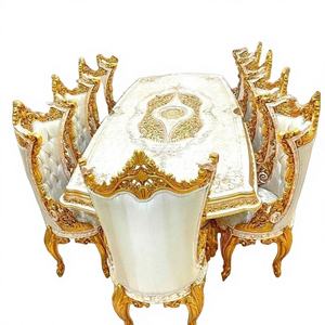 Juego de Comedor Redondo de Madera de Teca Antigua de Lujo, Estilo Real, Muebles de Comedor Premium para 10 Personas - Product Image 2