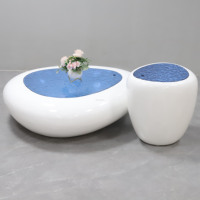 Table à manger ovale moderne en fibre de verre blanche avec plateau en verre trempé, hauteur réglable, extensible, pour hôtel et usage domestique