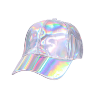 Casquette de baseball 6 panneaux en PU holographique tissé, style vintage classique, personnalisable, respirante, couleur réfléchissante, sportive, en dobby
