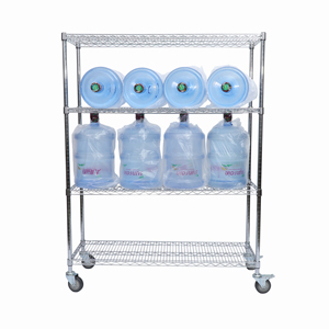 Stackable <span class=keywords><strong>Rack</strong></span> với bánh xe, có thể tháo rời nhà để xe lưu trữ giá, mạ crôm nhiều lớp hộ gia đình và thương mại giá - Product Image 2